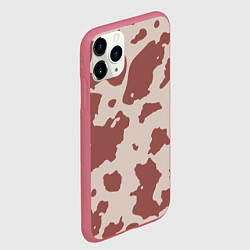 Чехол iPhone 11 Pro матовый Коровий паттерн коричневого цвета, цвет: 3D-малиновый — фото 2