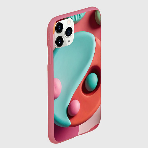 Чехол iPhone 11 Pro матовый Пластилиновый медальон с шариками / 3D-Малиновый – фото 2
