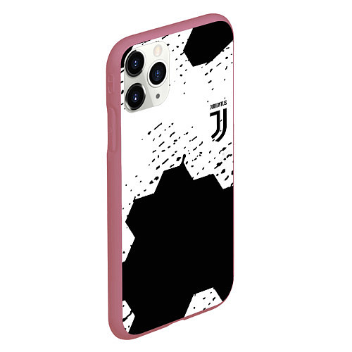 Чехол iPhone 11 Pro матовый Juventus hexagon black sport / 3D-Малиновый – фото 2