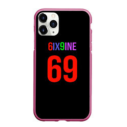 Чехол iPhone 11 Pro матовый 6ix9ine logo, цвет: 3D-малиновый