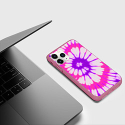 Чехол iPhone 11 Pro матовый Тай дай розовый с фиолетовым, цвет: 3D-малиновый — фото 2