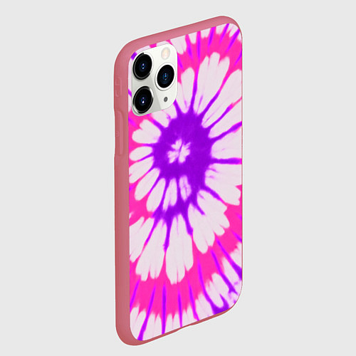 Чехол iPhone 11 Pro матовый Тай дай розовый с фиолетовым / 3D-Малиновый – фото 2