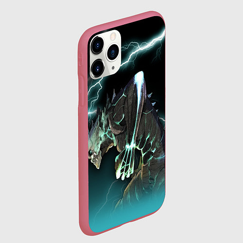 Чехол iPhone 11 Pro матовый Кайдзю / 3D-Малиновый – фото 2