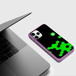 Чехол iPhone 11 Pro матовый Minecraft game creeper, цвет: 3D-фиолетовый — фото 2