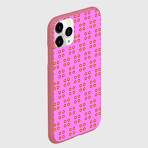 Чехол iPhone 11 Pro матовый Паттерн точечный / 3D-Малиновый – фото 2
