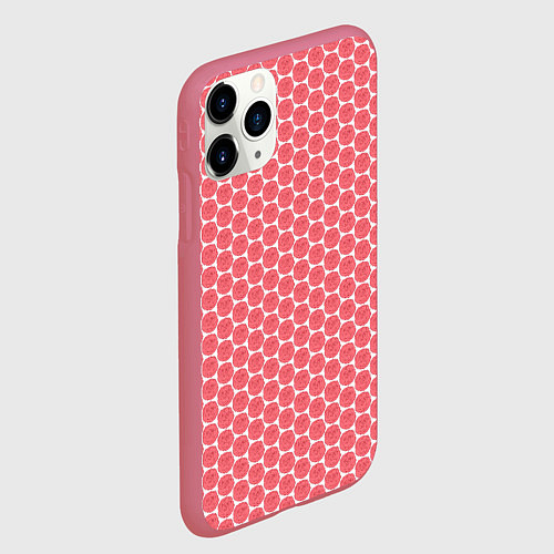 Чехол iPhone 11 Pro матовый Паттерн розочки / 3D-Малиновый – фото 2