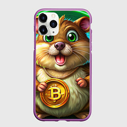 Чехол iPhone 11 Pro матовый Хомяк в крипте, цвет: 3D-фиолетовый