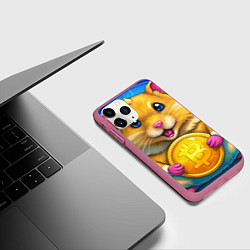 Чехол iPhone 11 Pro матовый Хомячок и коины, цвет: 3D-малиновый — фото 2