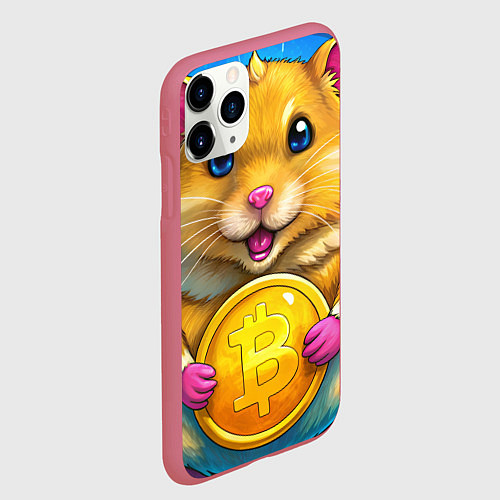 Чехол iPhone 11 Pro матовый Хомячок и коины / 3D-Малиновый – фото 2
