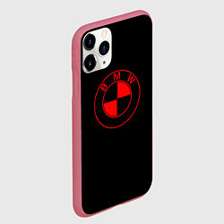 Чехол iPhone 11 Pro матовый BMW red logo, цвет: 3D-малиновый — фото 2