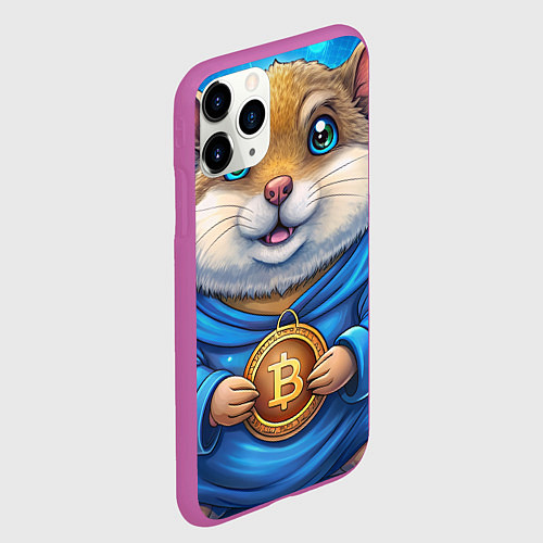 Чехол iPhone 11 Pro матовый Хомячок с криптой / 3D-Фиолетовый – фото 2
