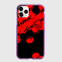 Чехол iPhone 11 Pro матовый Cyberpunk 2077 кибер броня, цвет: 3D-фиолетовый