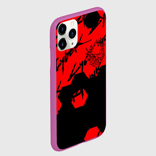Чехол iPhone 11 Pro матовый Cyberpunk 2077 кибер броня / 3D-Фиолетовый – фото 2