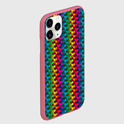 Чехол iPhone 11 Pro матовый Радужный разноцветный узор, цвет: 3D-малиновый — фото 2