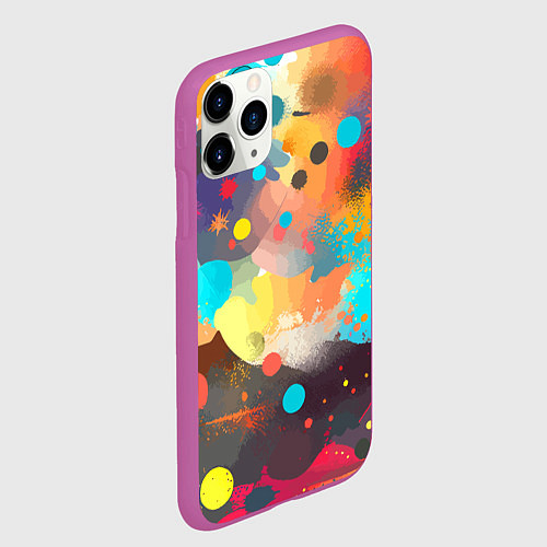 Чехол iPhone 11 Pro матовый Акварельная абстракция - нейросеть / 3D-Фиолетовый – фото 2