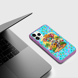 Чехол iPhone 11 Pro матовый Грызун играет на гитаре жарким летом, цвет: 3D-фиолетовый — фото 2