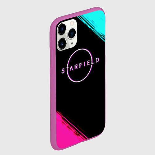 Чехол iPhone 11 Pro матовый Starfield neon / 3D-Фиолетовый – фото 2