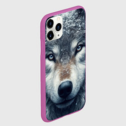 Чехол iPhone 11 Pro матовый Морда волка - взгляд, цвет: 3D-фиолетовый — фото 2