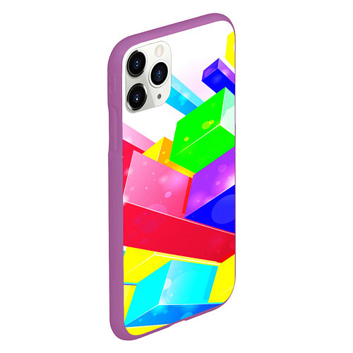 Чехол iPhone 11 Pro матовый Цветные столбы / 3D-Фиолетовый – фото 2