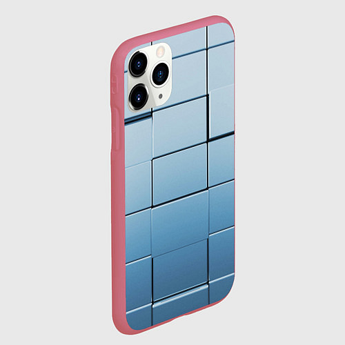 Чехол iPhone 11 Pro матовый Текстура кубы выпуклые / 3D-Малиновый – фото 2