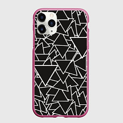 Чехол iPhone 11 Pro матовый Черный треугольник, цвет: 3D-малиновый