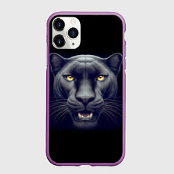 Чехол iPhone 11 Pro матовый Могучая пантера - нейросеть, цвет: 3D-фиолетовый