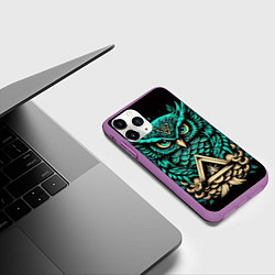 Чехол iPhone 11 Pro матовый Мудрая сова в скандинавском стиле, цвет: 3D-фиолетовый — фото 2