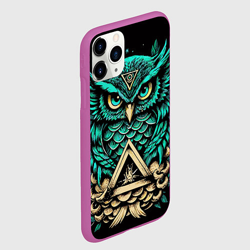 Чехол iPhone 11 Pro матовый Мудрая сова в скандинавском стиле / 3D-Фиолетовый – фото 2