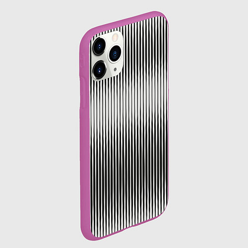 Чехол iPhone 11 Pro матовый Серые вертикальные линии / 3D-Фиолетовый – фото 2