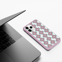 Чехол iPhone 11 Pro матовый Паттерн с круговым орнаментом, цвет: 3D-розовый — фото 2