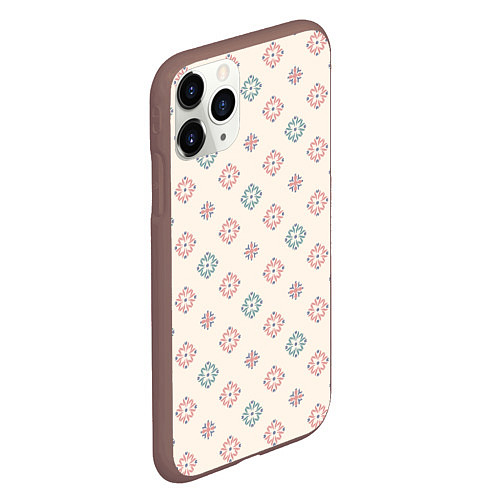 Чехол iPhone 11 Pro матовый Винтажный орнамент на светлом фоне / 3D-Коричневый – фото 2