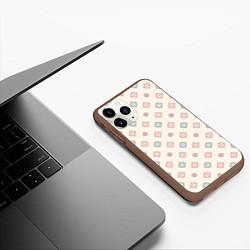 Чехол iPhone 11 Pro матовый Винтажный орнамент на светлом фоне, цвет: 3D-коричневый — фото 2
