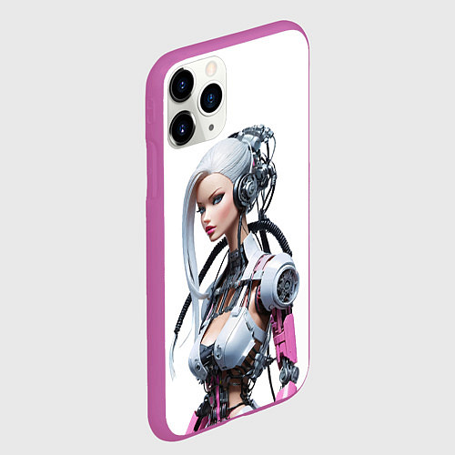 Чехол iPhone 11 Pro матовый Cyber warrior Barbie - ai art fantasy / 3D-Фиолетовый – фото 2