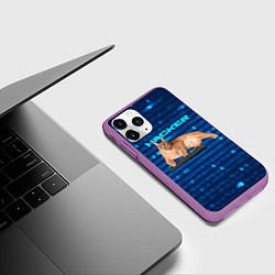 Чехол iPhone 11 Pro матовый Кот Шлепа хакер, цвет: 3D-фиолетовый — фото 2