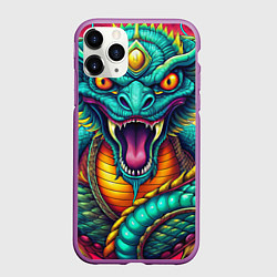 Чехол iPhone 11 Pro матовый Мифическая змея, цвет: 3D-фиолетовый