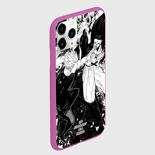 Чехол iPhone 11 Pro матовый Годжо против Сукуны - Магическая битва / 3D-Фиолетовый – фото 2