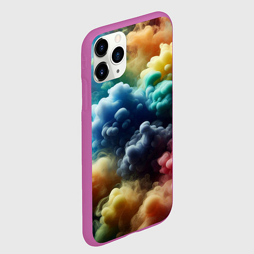 Чехол iPhone 11 Pro матовый Яркий цветной дым / 3D-Фиолетовый – фото 2