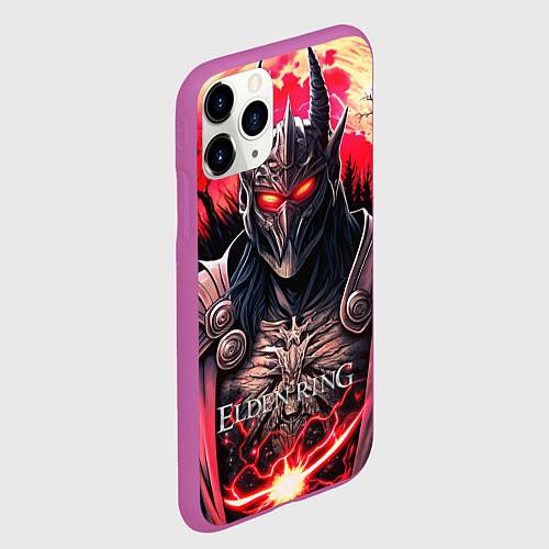 Чехол iPhone 11 Pro матовый Elden Ring персонаж темный рыцарь / 3D-Фиолетовый – фото 2