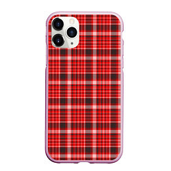 Чехол iPhone 11 Pro матовый Красный клетчатый узор, цвет: 3D-розовый