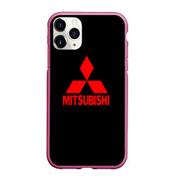 Чехол iPhone 11 Pro матовый Mitsubishi red logo, цвет: 3D-малиновый