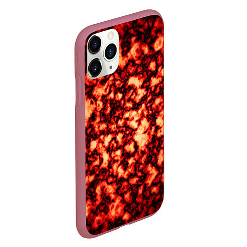 Чехол iPhone 11 Pro матовый Узор огня / 3D-Малиновый – фото 2