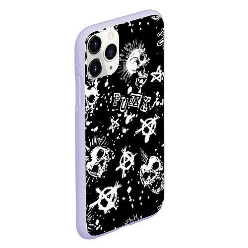 Чехол iPhone 11 Pro матовый Панк черепа - анархия / 3D-Светло-сиреневый – фото 2