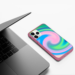 Чехол iPhone 11 Pro матовый Абстракция спиральная, цвет: 3D-малиновый — фото 2