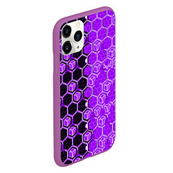 Чехол iPhone 11 Pro матовый Техно-киберпанк шестиугольники фиолетовый и чёрный, цвет: 3D-фиолетовый — фото 2
