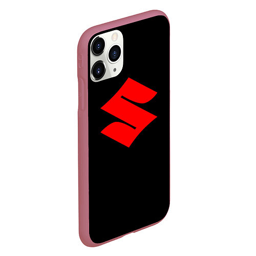 Чехол iPhone 11 Pro матовый Suzuki red logo / 3D-Малиновый – фото 2