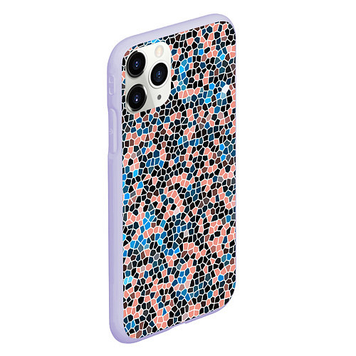 Чехол iPhone 11 Pro матовый Паттерн мозаика бирюзово-розовый / 3D-Светло-сиреневый – фото 2