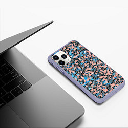Чехол iPhone 11 Pro матовый Паттерн мозаика бирюзово-розовый, цвет: 3D-светло-сиреневый — фото 2