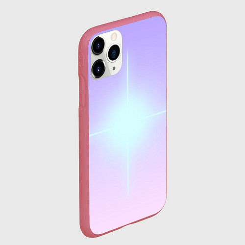 Чехол iPhone 11 Pro матовый Свечение белой звезды / 3D-Малиновый – фото 2