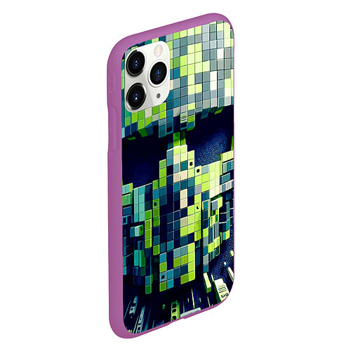 Чехол iPhone 11 Pro матовый Cyber face - ai art fantasy / 3D-Фиолетовый – фото 2