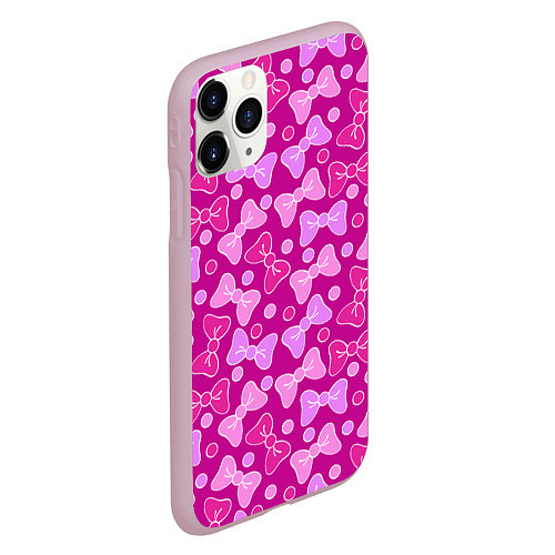 Чехол iPhone 11 Pro матовый Розовые бантики / 3D-Розовый – фото 2